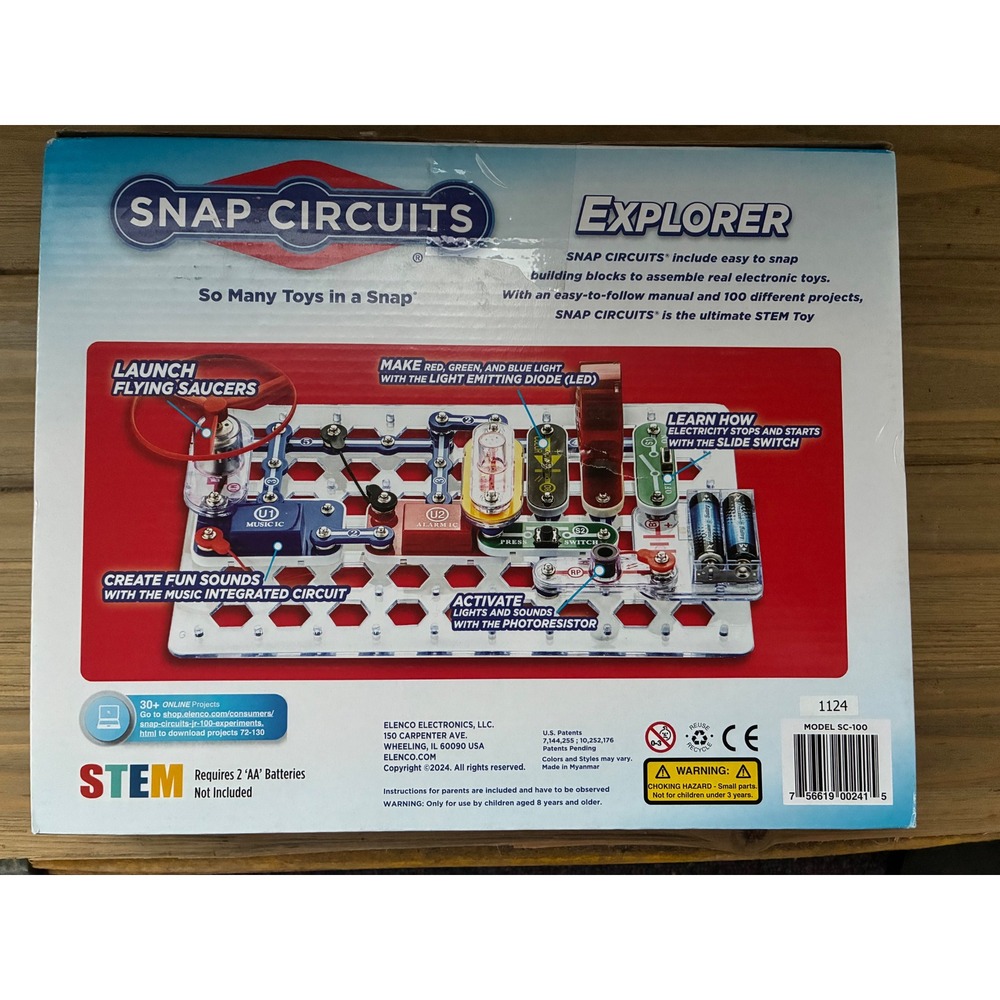 Elenco Snap Circuits Explorer SC-100 STEM Electronics Kit 100 Projects Ages 8+ - Picture 2 of 2